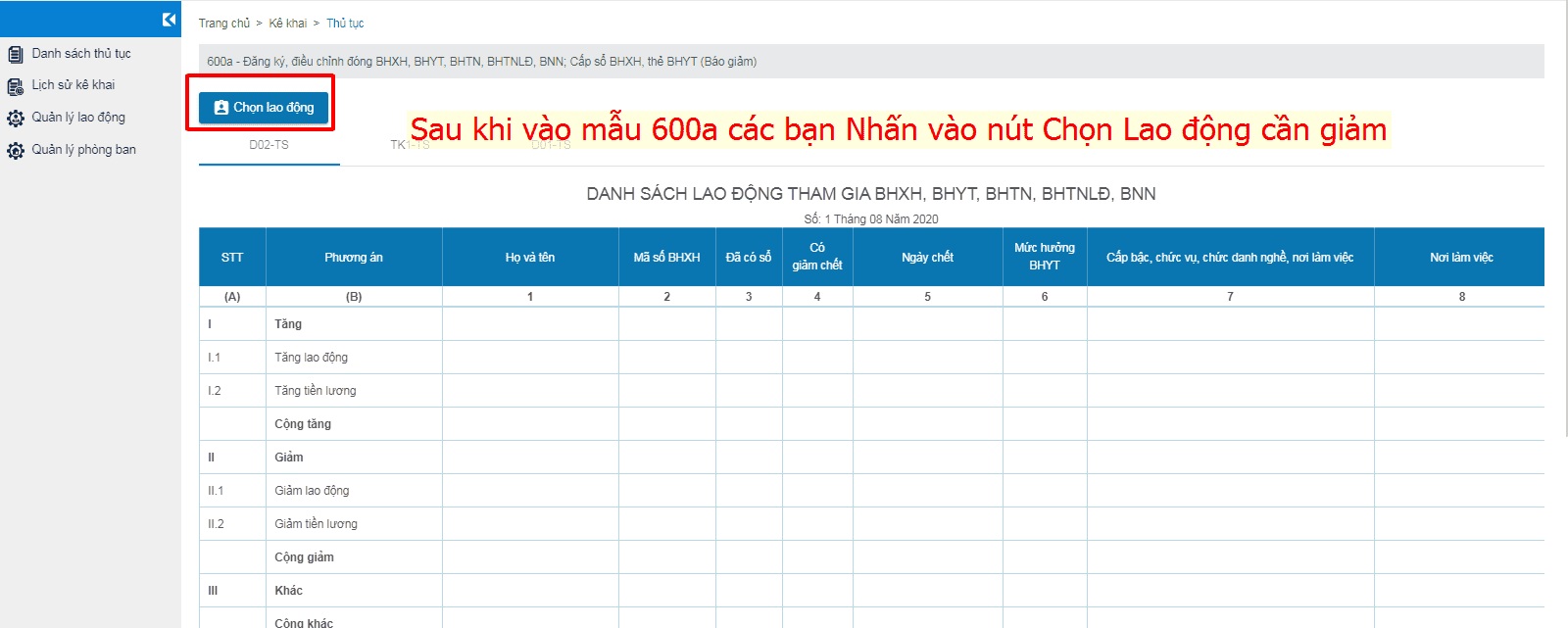 Thủ tục báo giảm và chốt sổ bhxh 2020 93